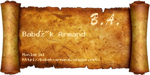 Babák Armand névjegykártya